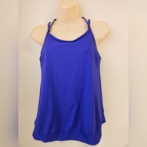 Athleta- Cross Back   Tank,Women's 34B-C Blue. Halter Neckline,UPF Quick Dryi